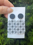 Black White Quatrefoil Acrylic Earrings