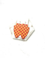 Chiefs Checkered Arrowhead KC Leather Earrings