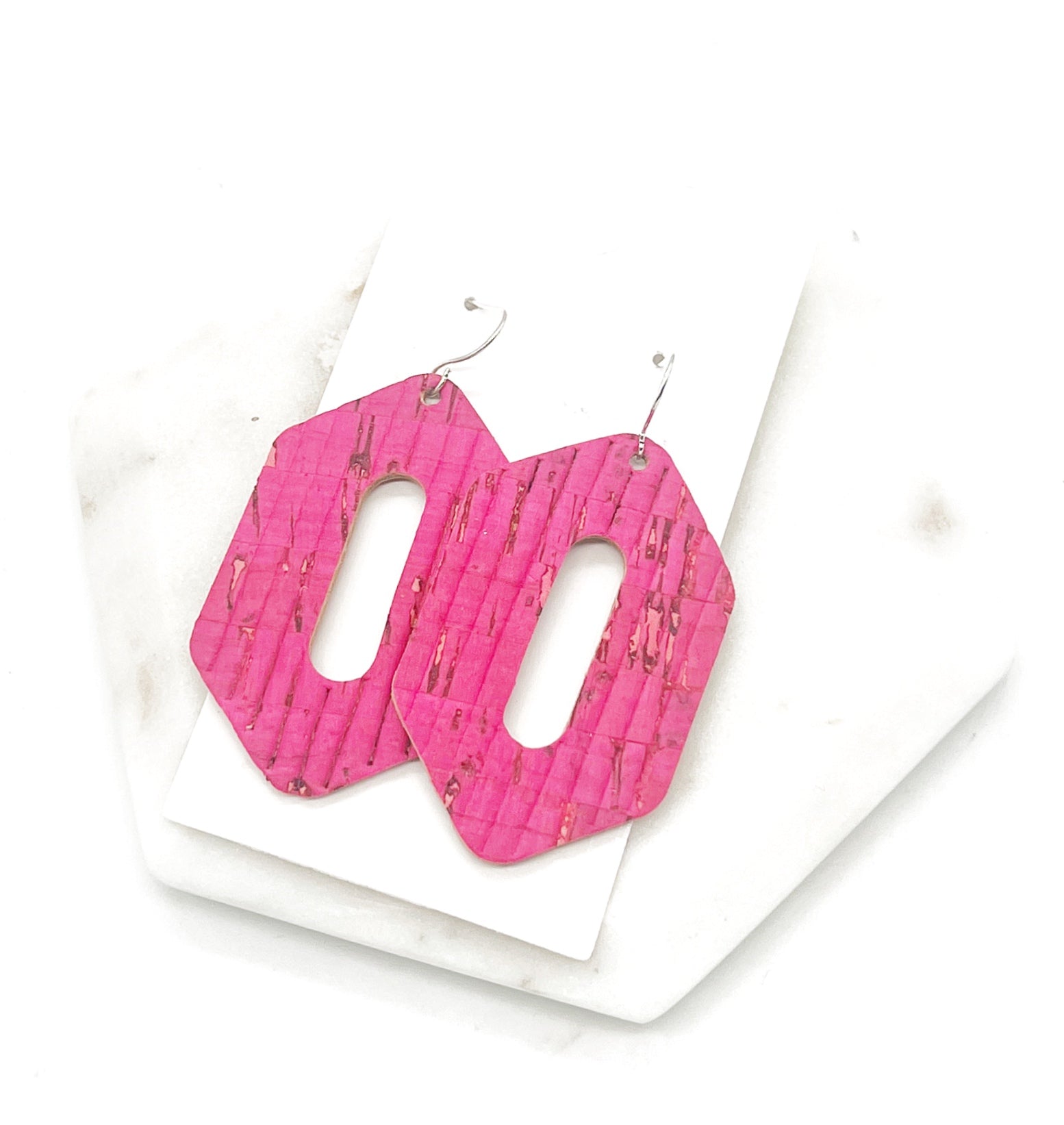 Hot Pink Corkleather Halle Earrings