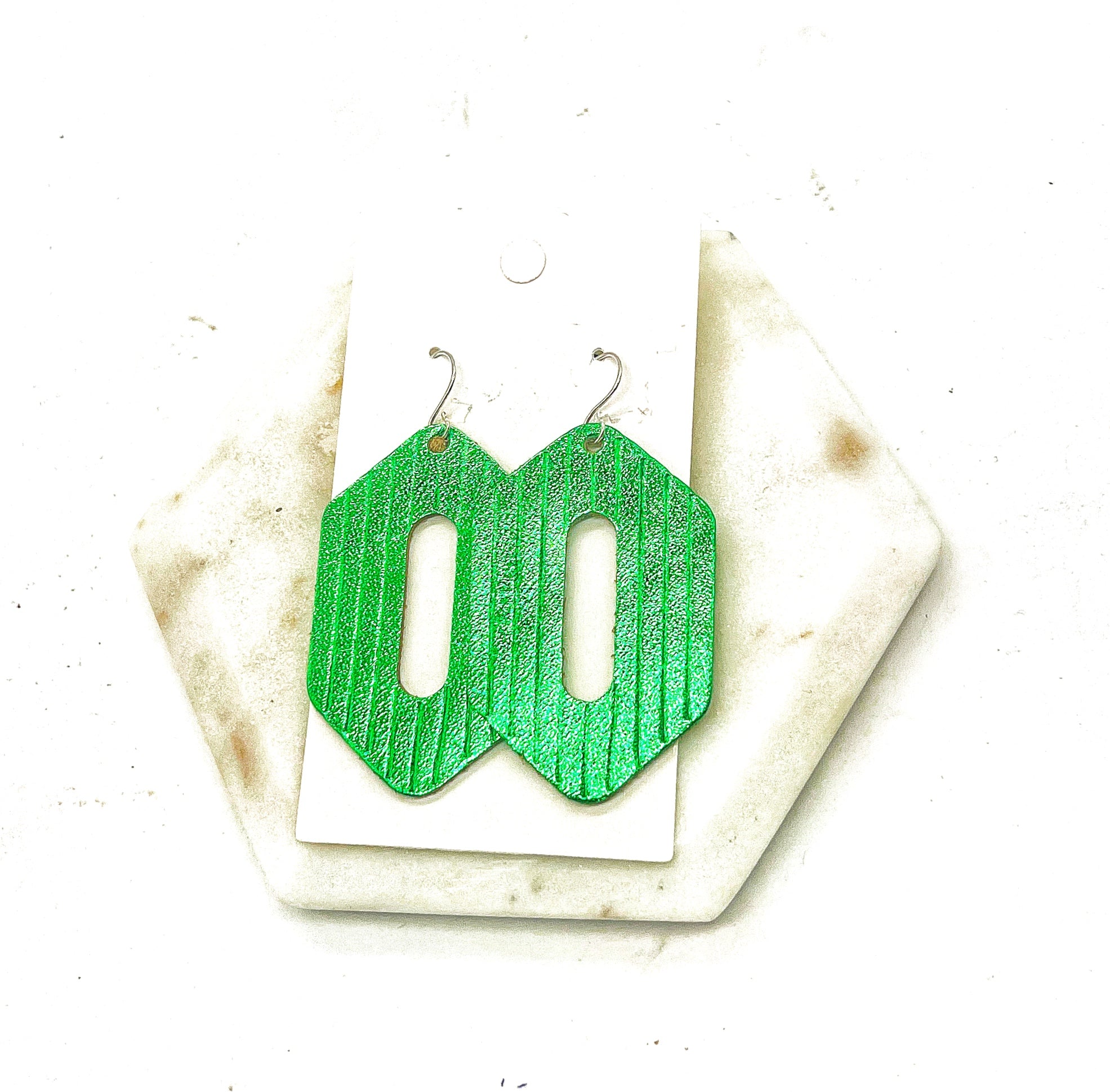 Green Leather Halle Earrings