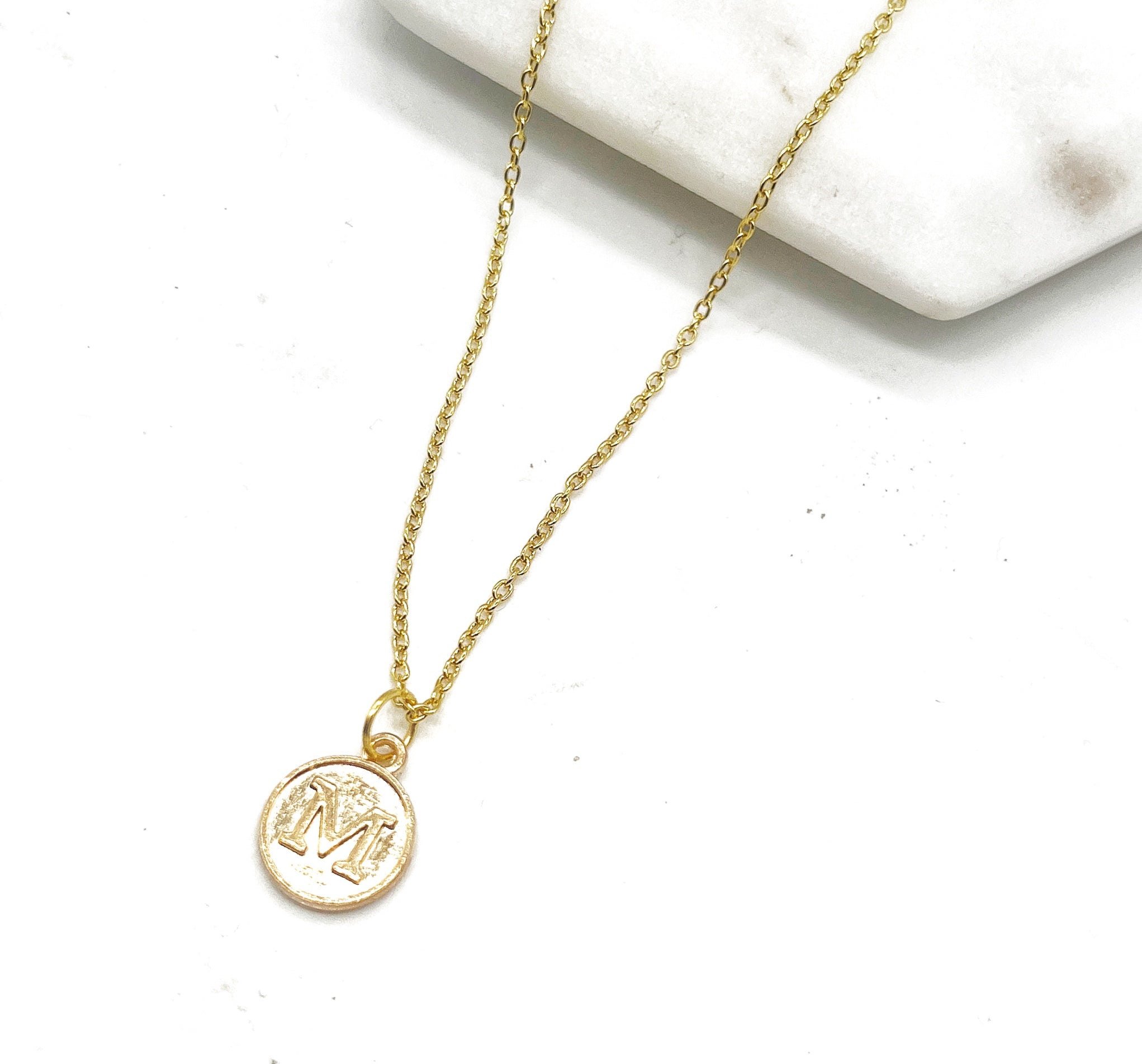 Matte Gold Initial Necklace