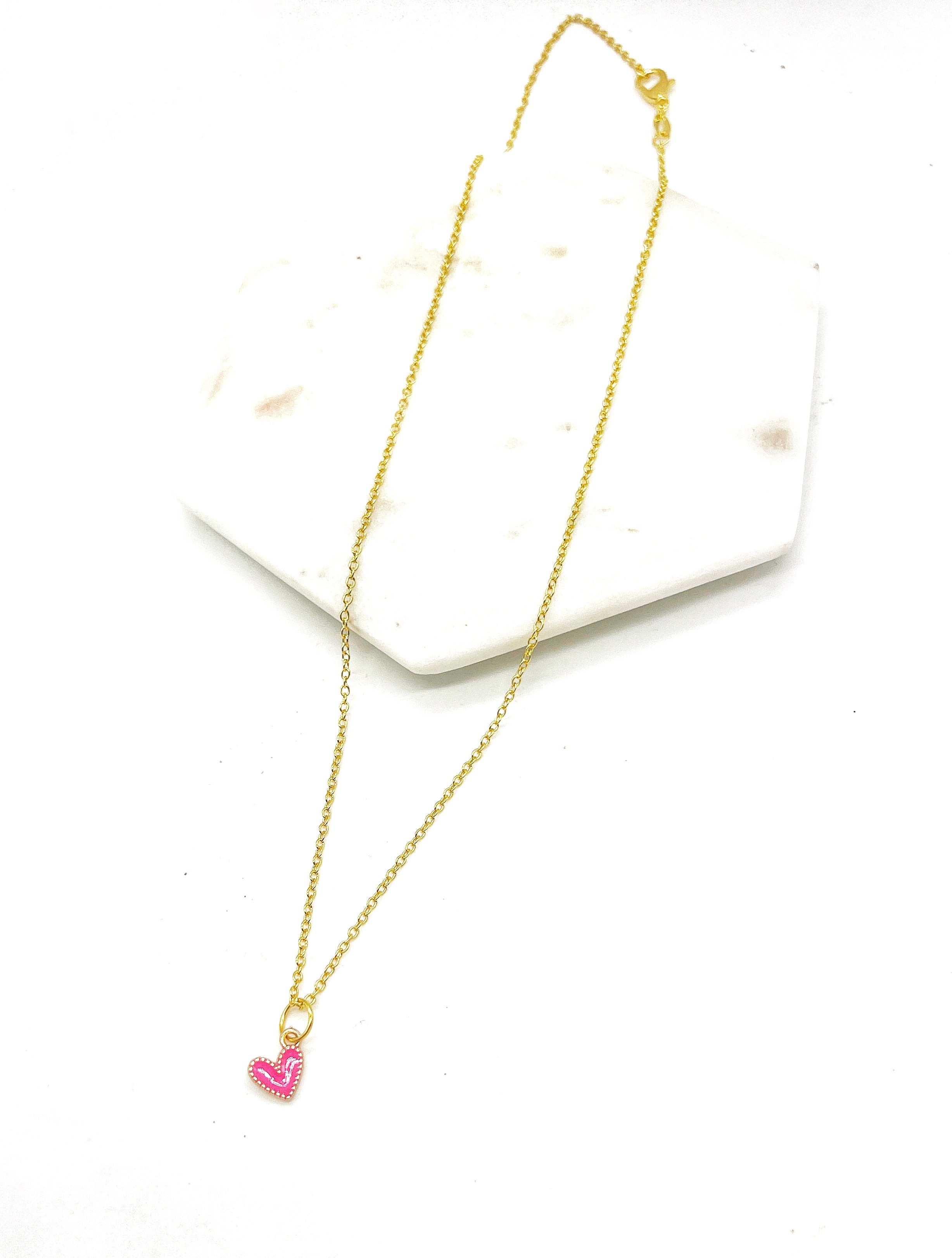 Tiny Pink Heart Necklace