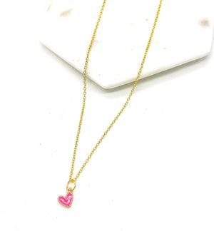 Tiny Pink Heart Necklace