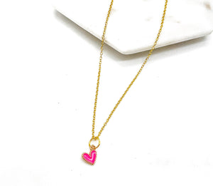 Tiny Pink Heart Necklace