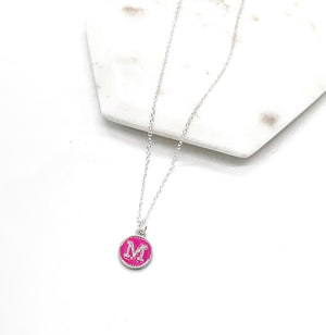Pink Silver Initial Necklace