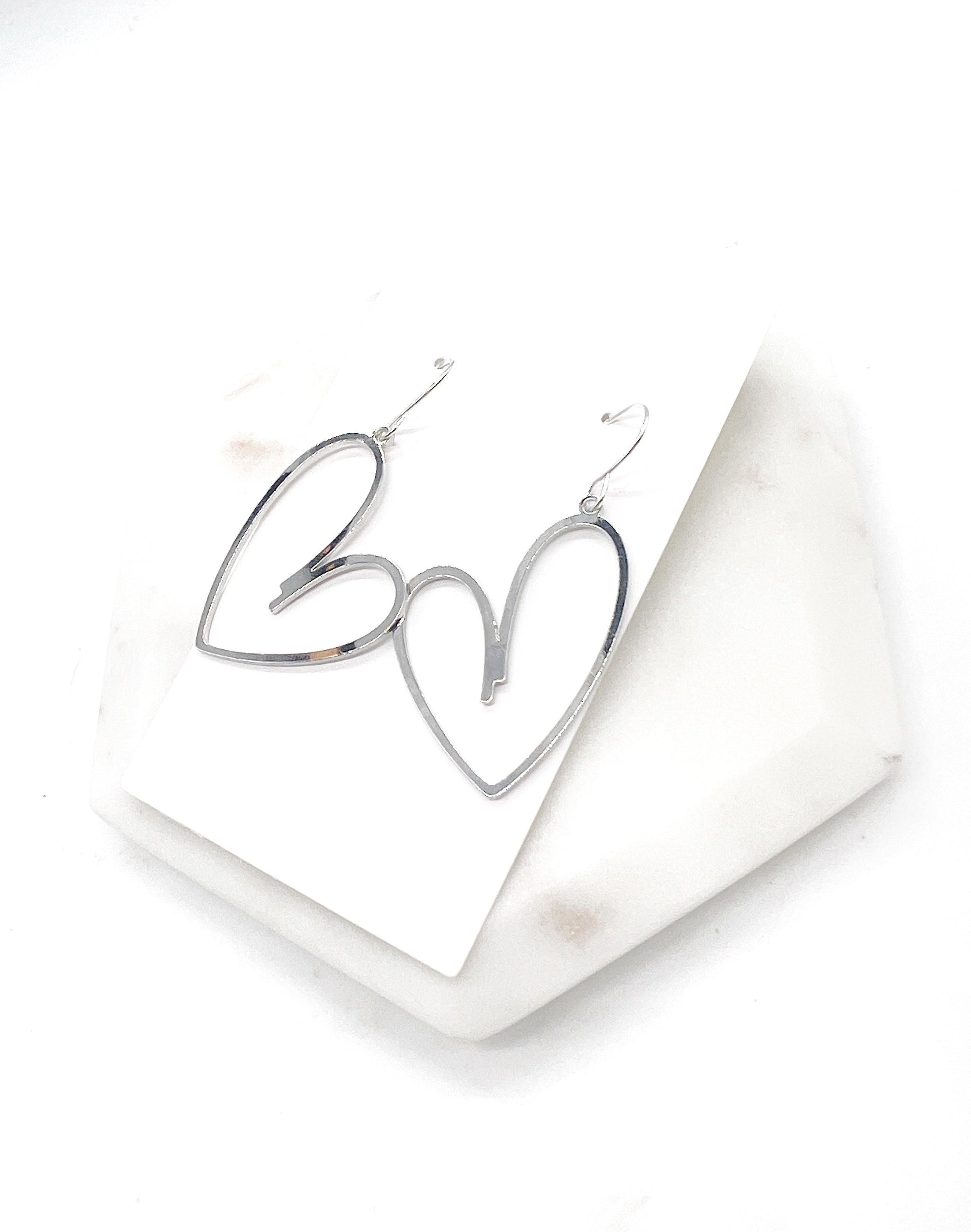 Silver Heart Metal Earrings