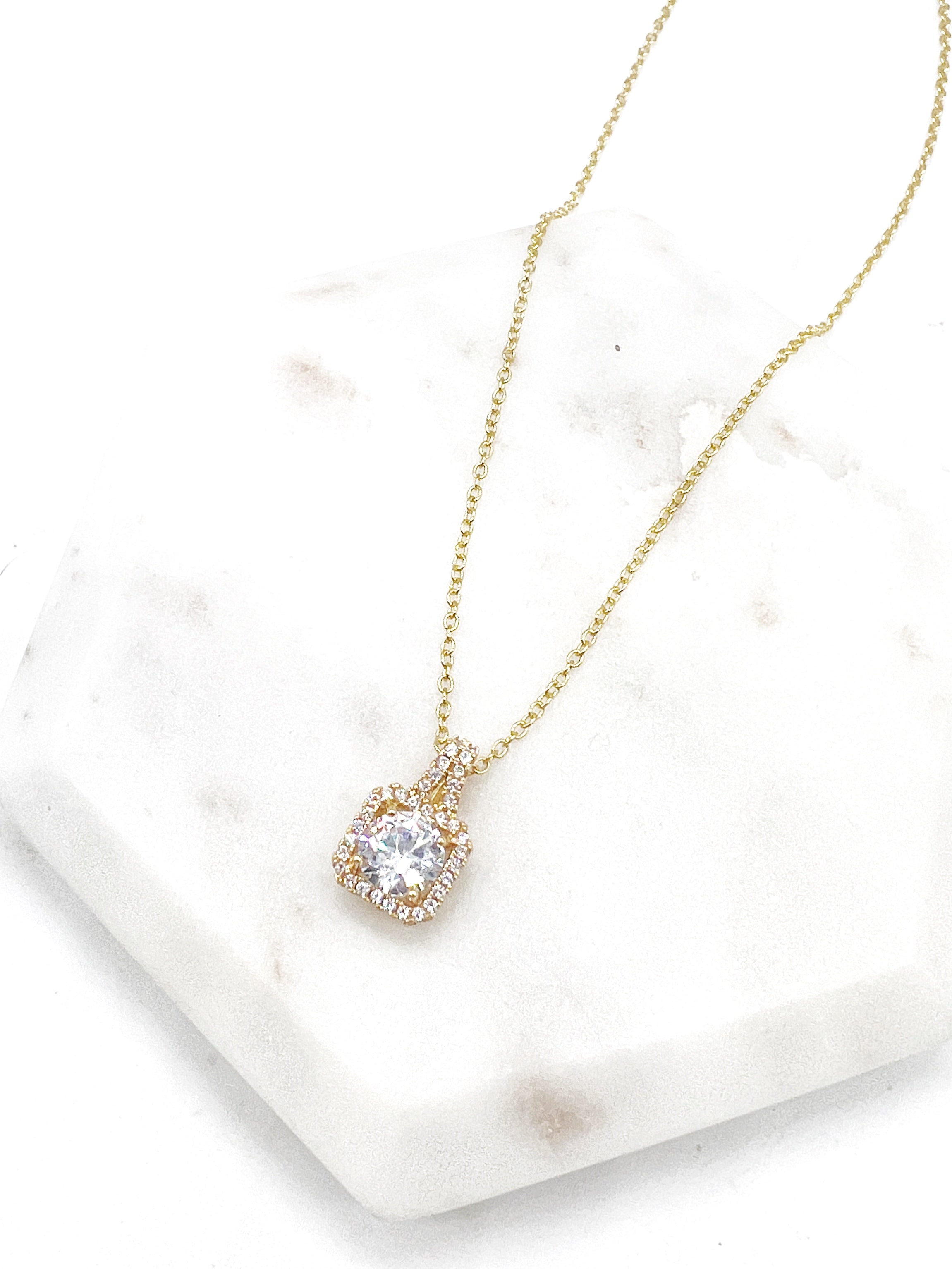 Cubic Zirconia Gold Pendant Necklace