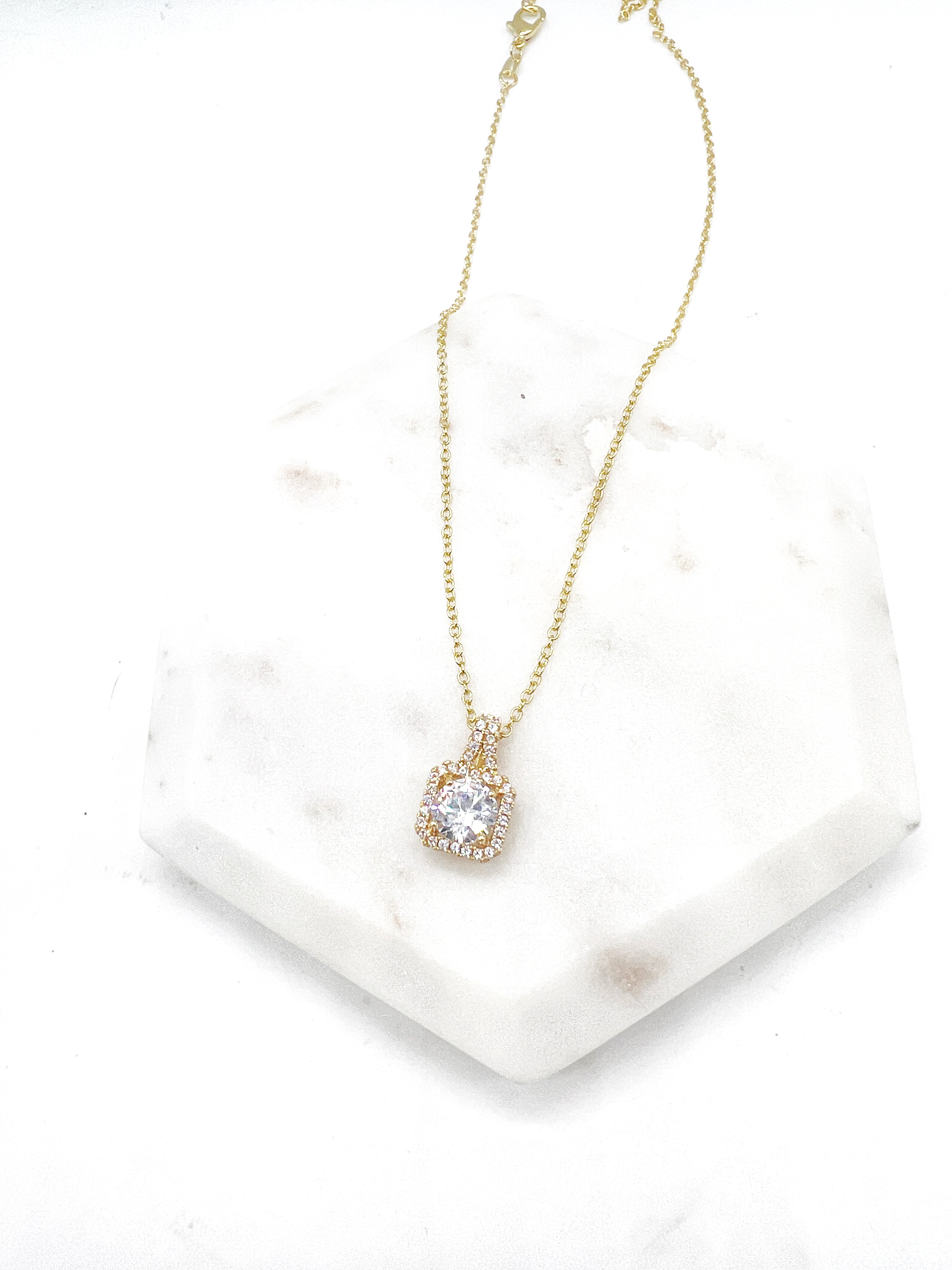 Cubic Zirconia Gold Pendant Necklace