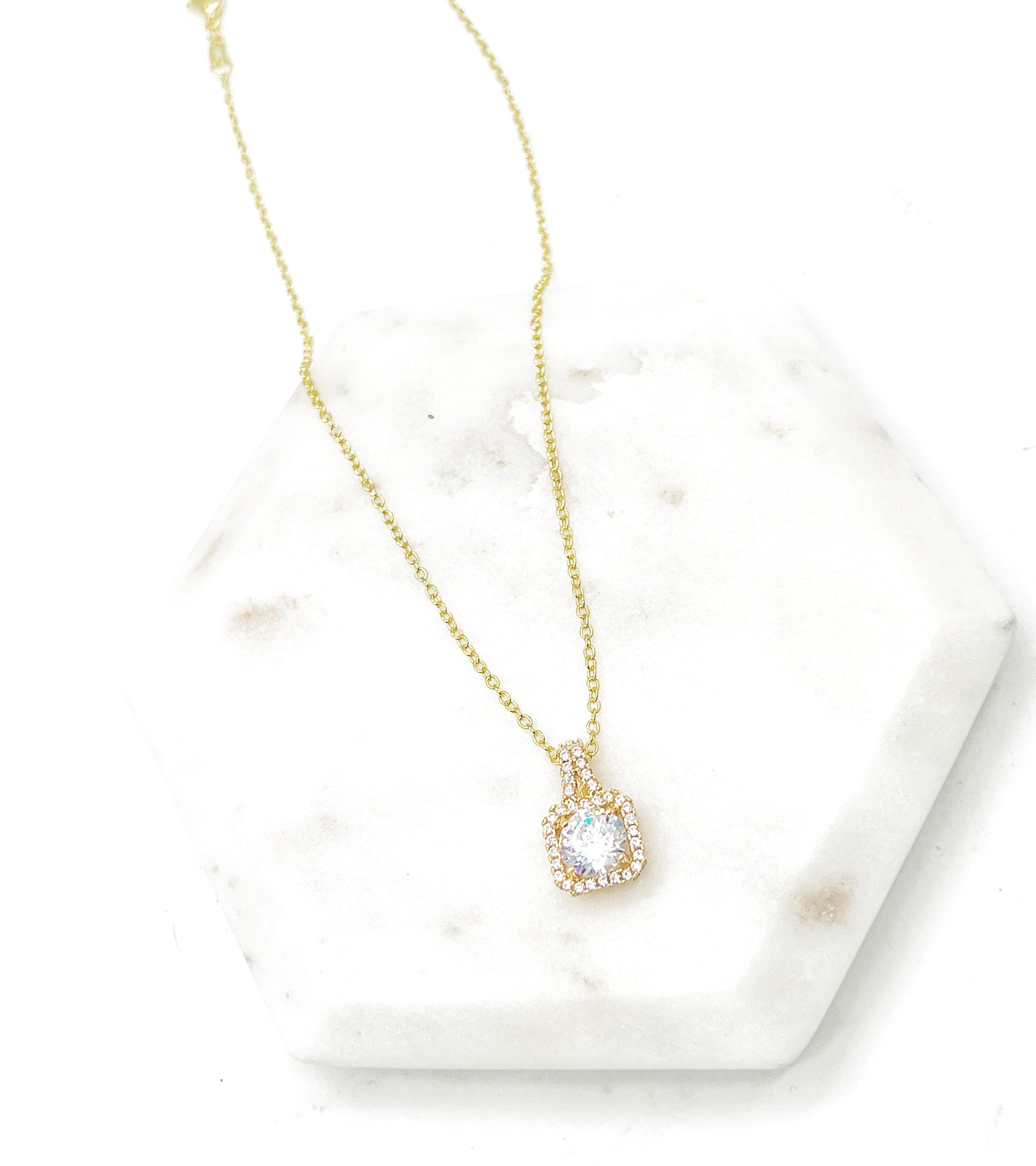 Cubic Zirconia Gold Pendant Necklace