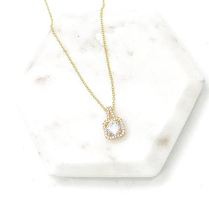 Cubic Zirconia Gold Pendant Necklace