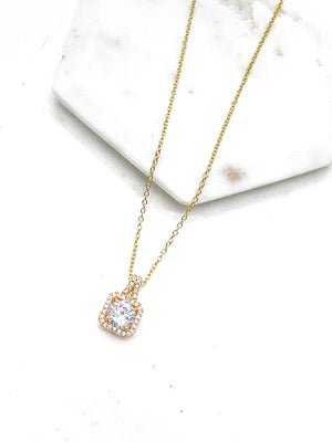 Cubic Zirconia Gold Pendant Necklace