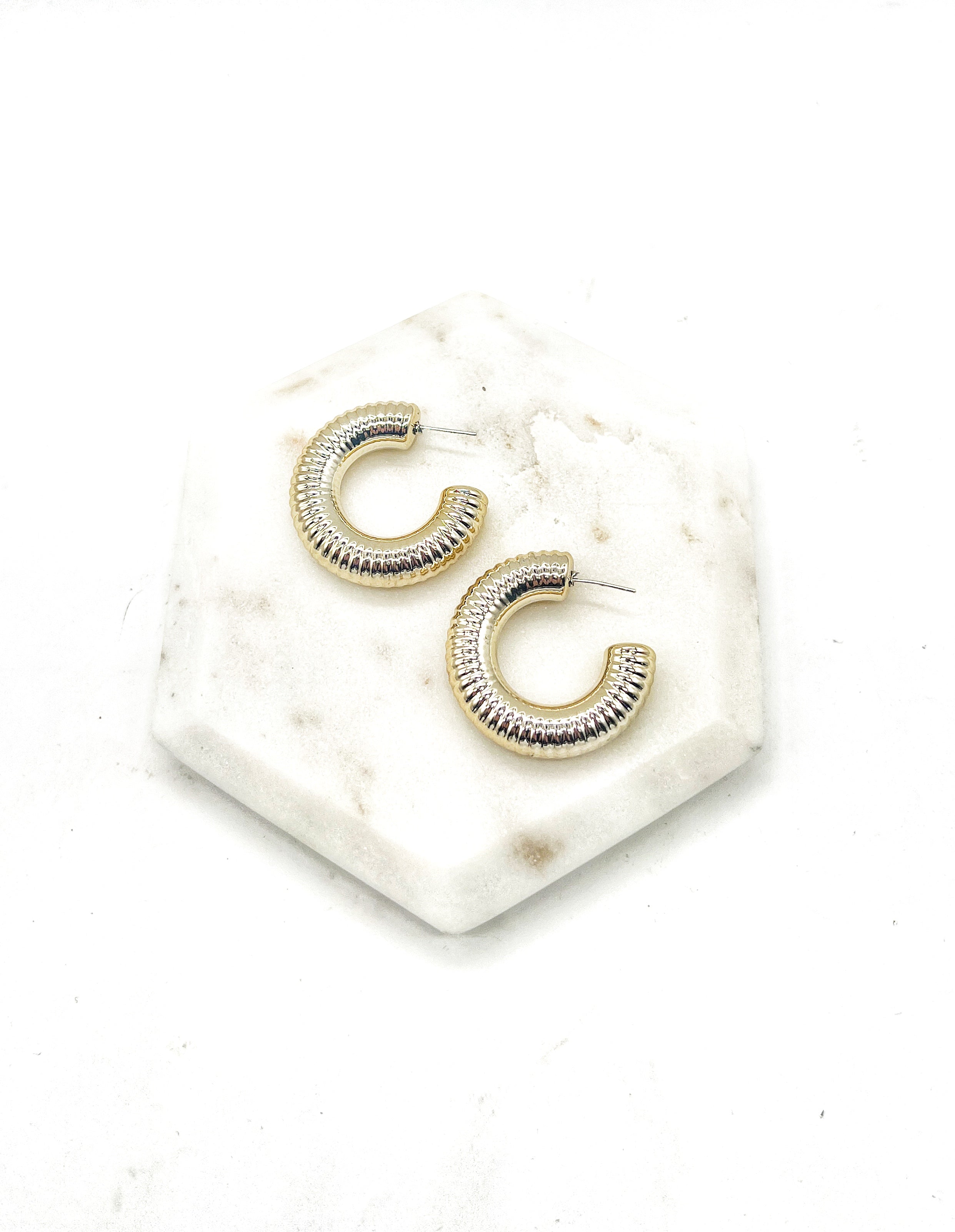 Gold Chrome Acrylic Hoop Earrings