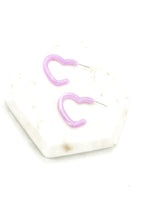 Light Pink Lilac Open Heart Acrylic Hoops