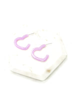 Light Pink Lilac Open Heart Acrylic Hoops