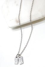 Silver KC Bar Stainless Steel Necklace