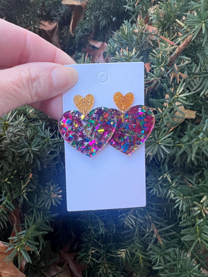 Queen of Heart Glitter Acrylic Earrings
