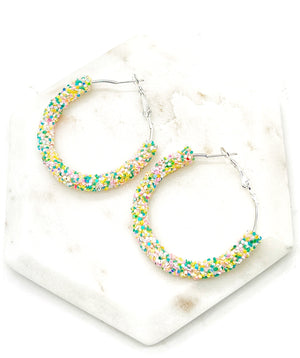 Spring Glitter Hoop Earrings