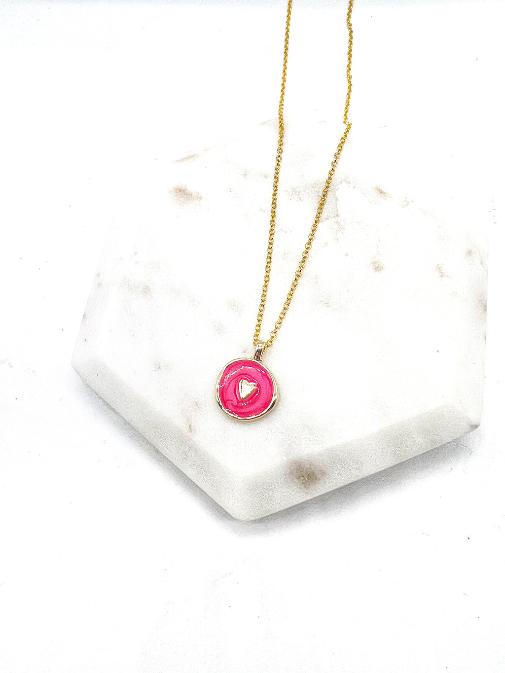 Pink Round Heart Necklace