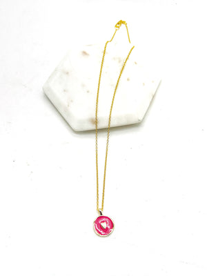 Pink Round Heart Necklace