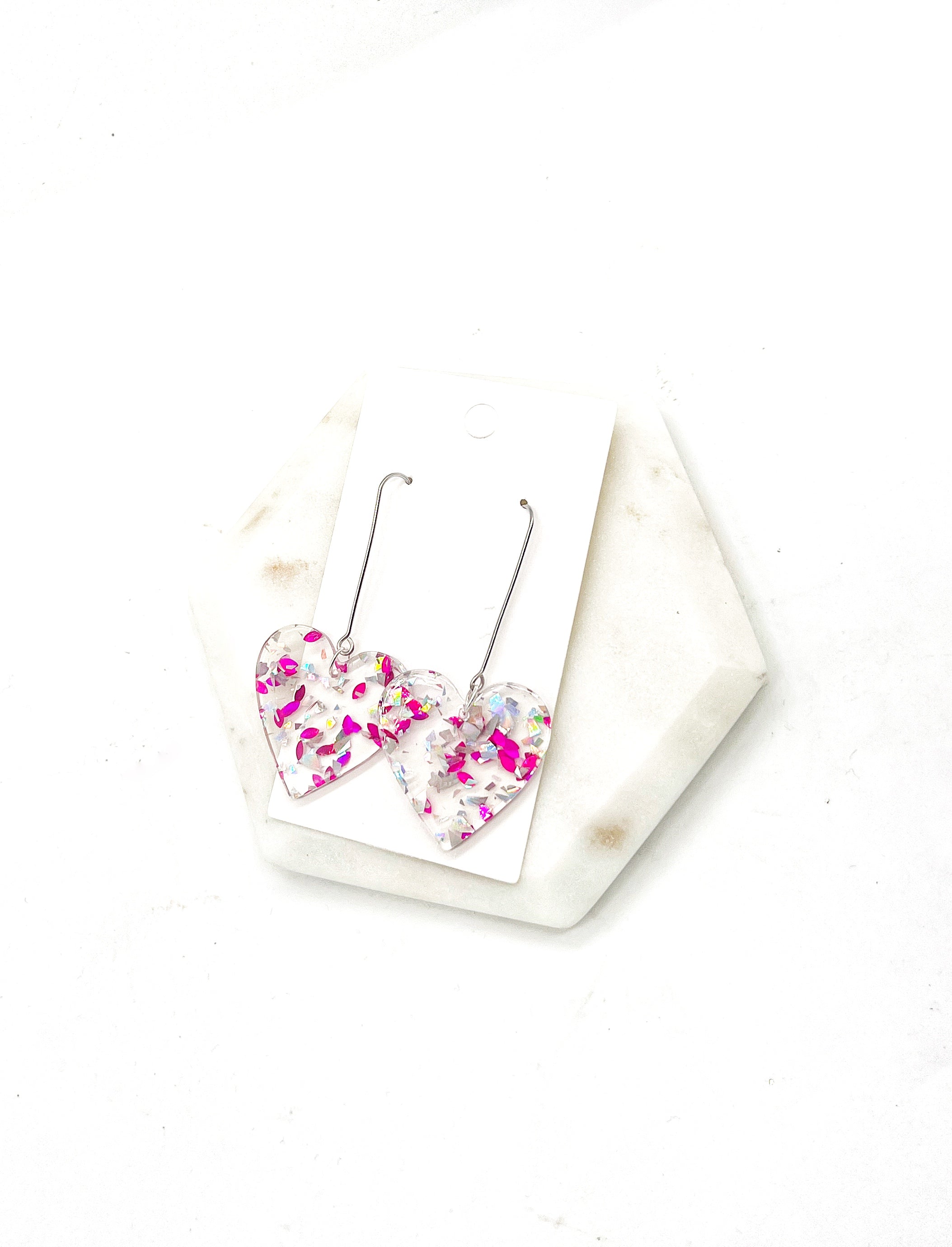 Confetti Heart Acrylic Earrings