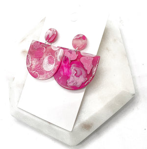 Pink Swirl Deco Acrylic Earrings