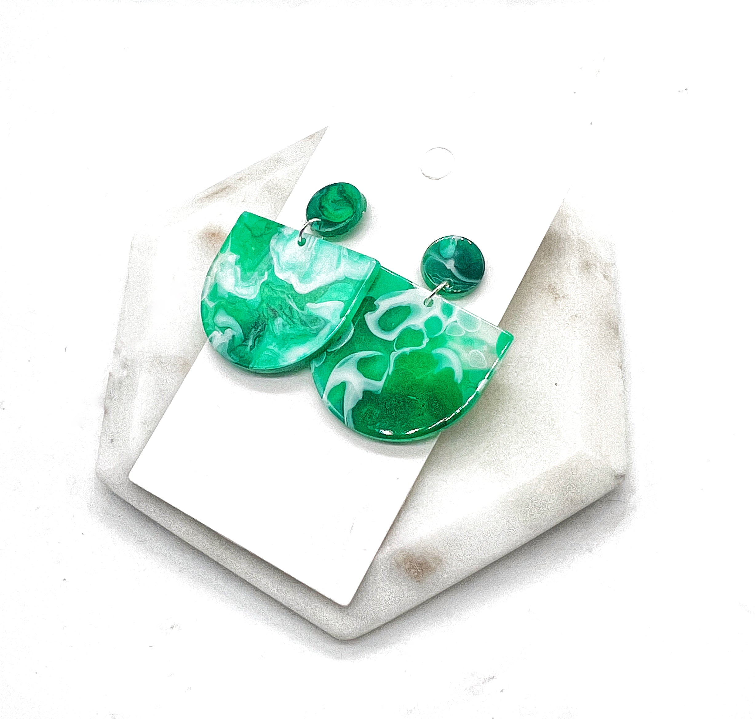 Green Swirl Deco Acrylic Earrings