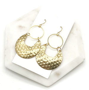 Gold Hammered Crescent Earrings