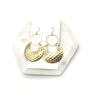 Gold Hammered Crescent Earrings