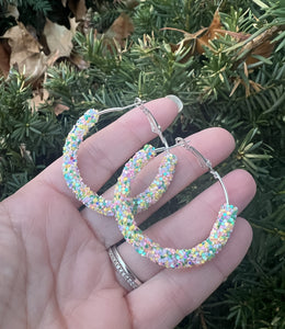 Spring Glitter Hoop Earrings