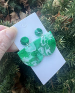 Green Swirl Deco Acrylic Earrings