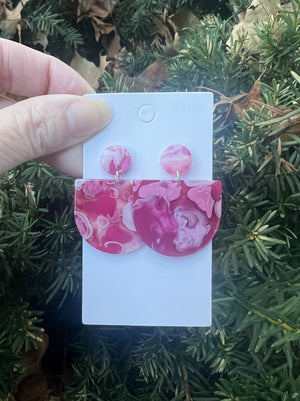 Pink Swirl Deco Acrylic Earrings