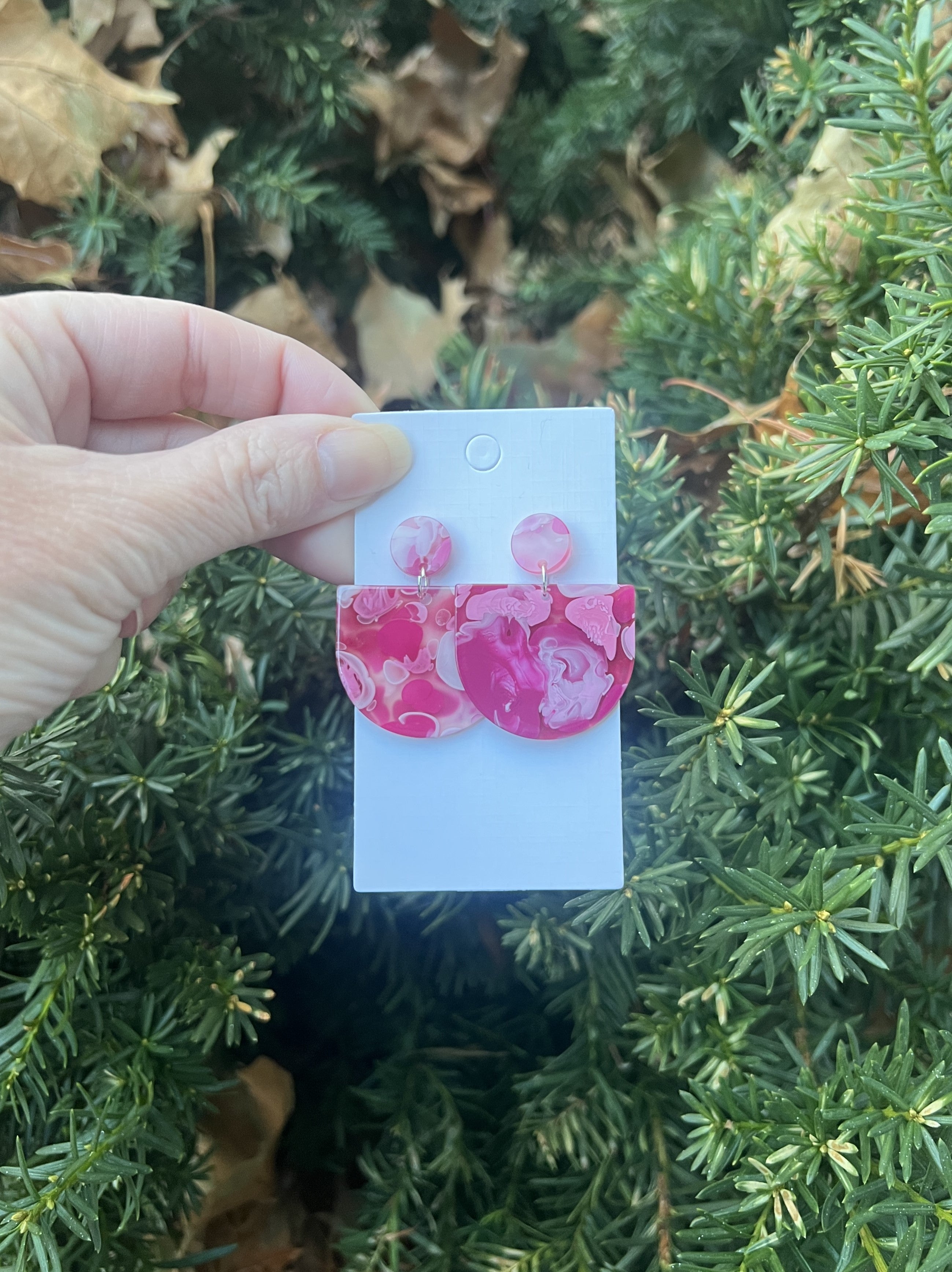 Pink Swirl Deco Acrylic Earrings