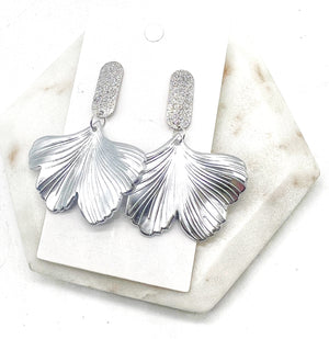 Silver Ginkgo Earrings