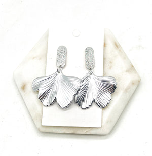 Silver Ginkgo Earrings