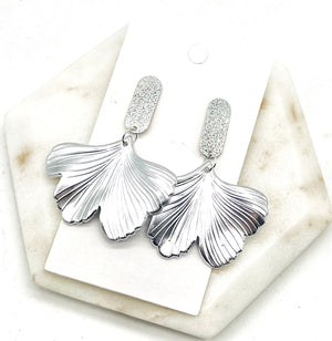 Silver Ginkgo Earrings