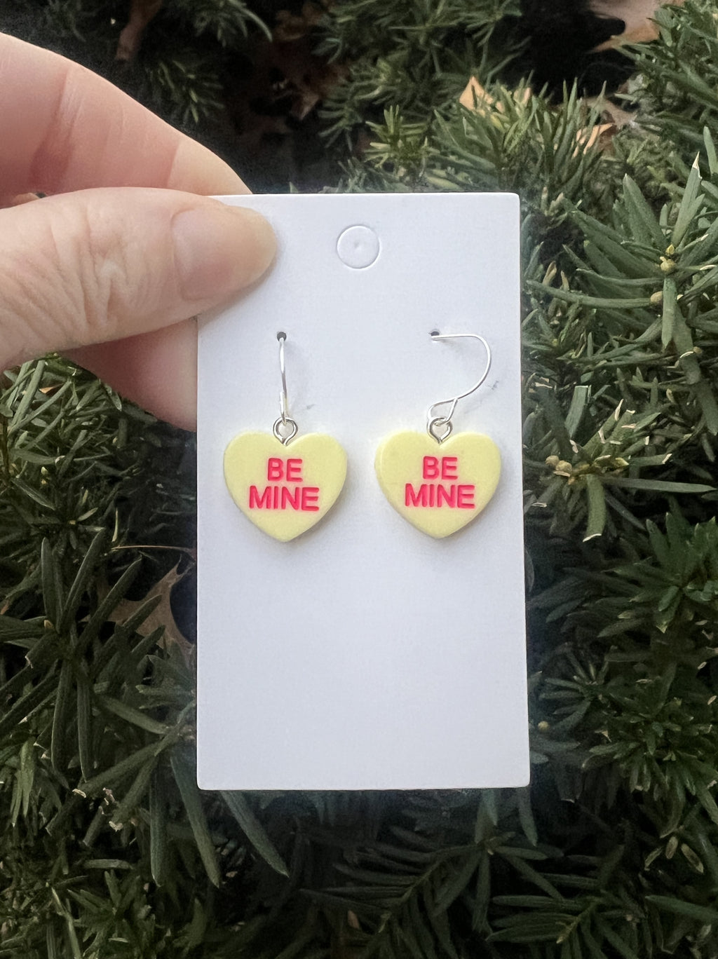 Yellow Be Mine Conversation Heart Earrings