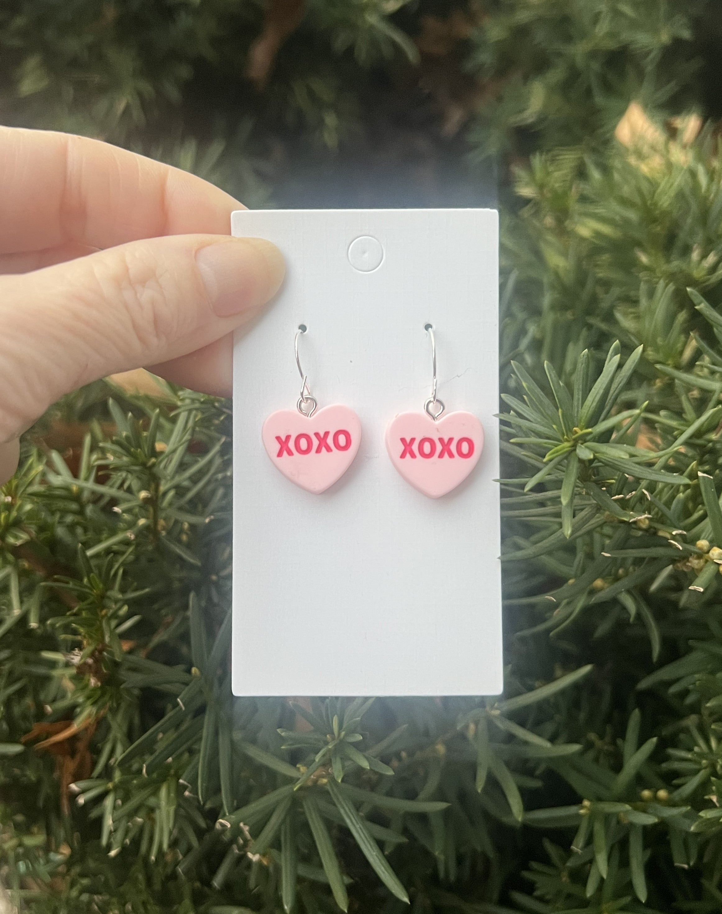 Pink XOXO Conversation Heart Earrings