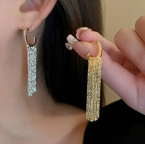 Gold Fringe Metal Huggie Hoop Earrings