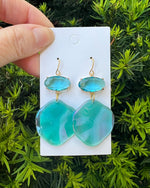 Blue Ariel Iridescent Acrylic Gem Earrings