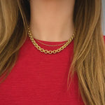 Gold Stainless Steel Double Link Necklace Pendant Option