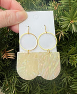 Cream Iridscent Adele Statement Earrings