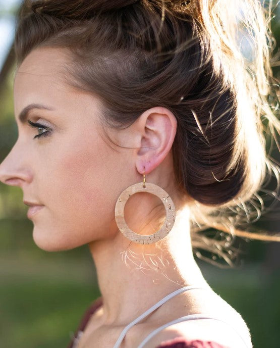 Hot Pink Leather Hoop Earrings