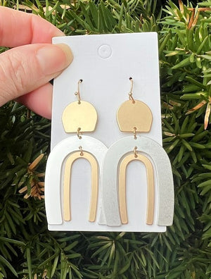 Mixed Metal Double Arch Metal Earrings