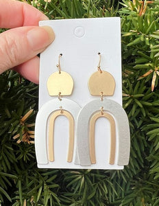 Mixed Metal Double Arch Metal Earrings