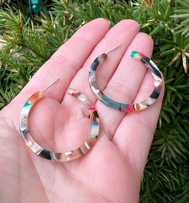 Multi-Color Acrylic Hoop Earrings