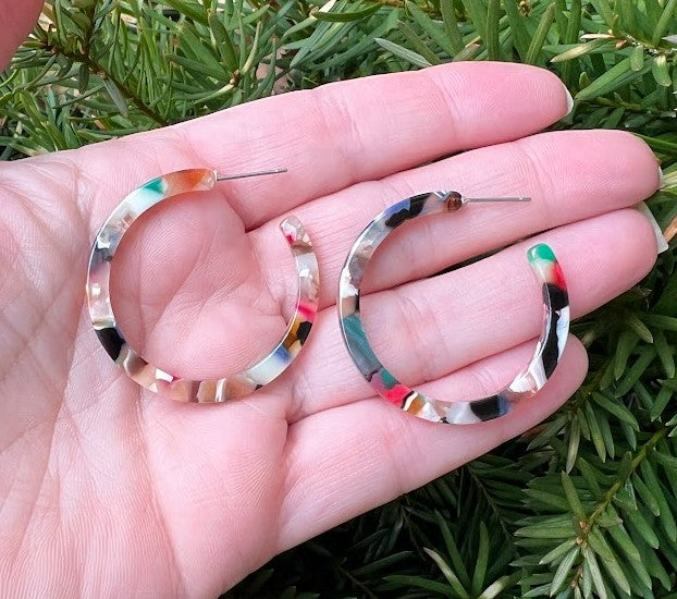 Multi-Color Acrylic Hoop Earrings