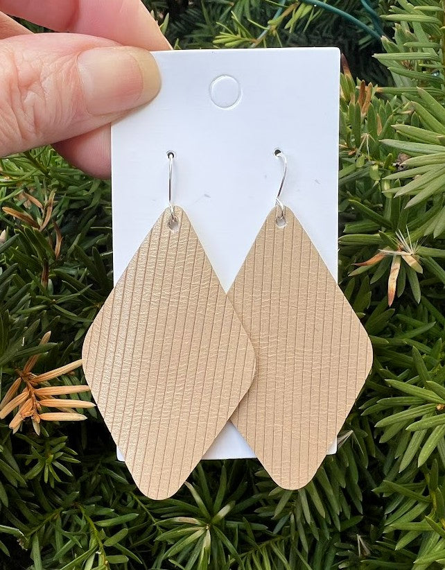 Nude Striped Diamond Leather Earrings