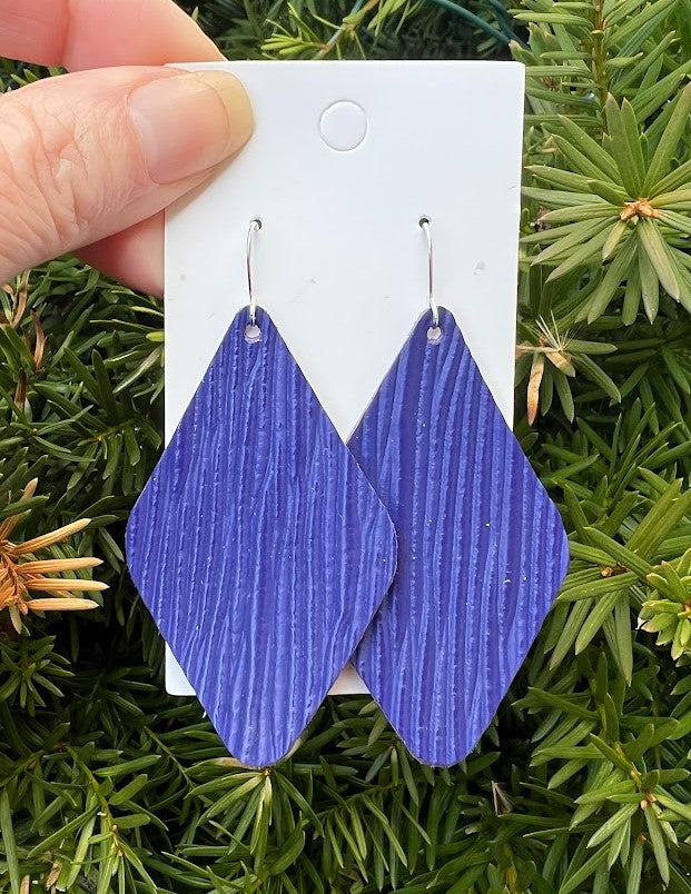 Purple Embossed Diamond Leather Earrings