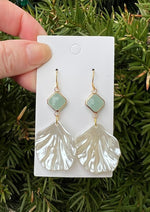 Sage Green Seashell Statement Earrings
