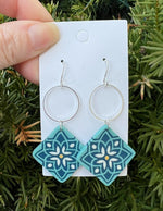 Teal Blue Tahitian Tile Earrings